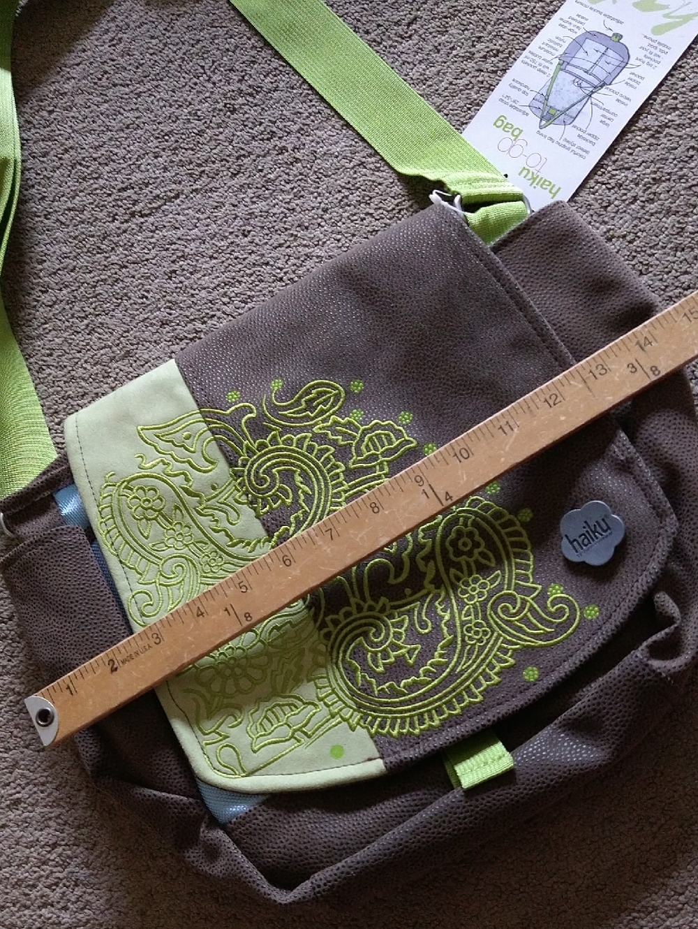 Haiku Brown & Lime Green Paisley To-go Bag - Picture 8 of 9